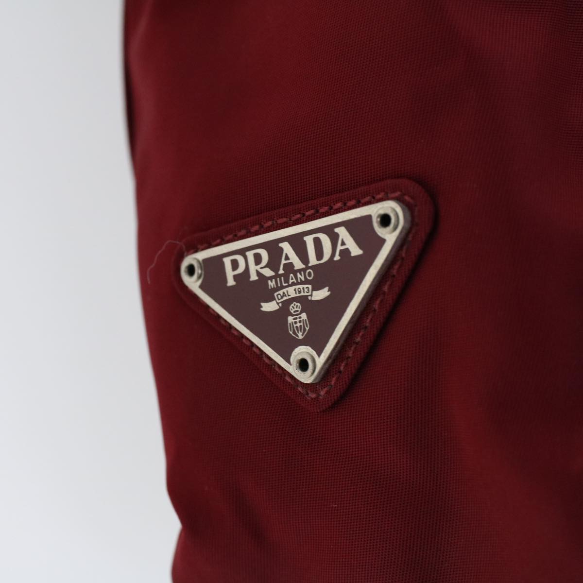 PRADA Hand Bag Nylon Red Auth 53695