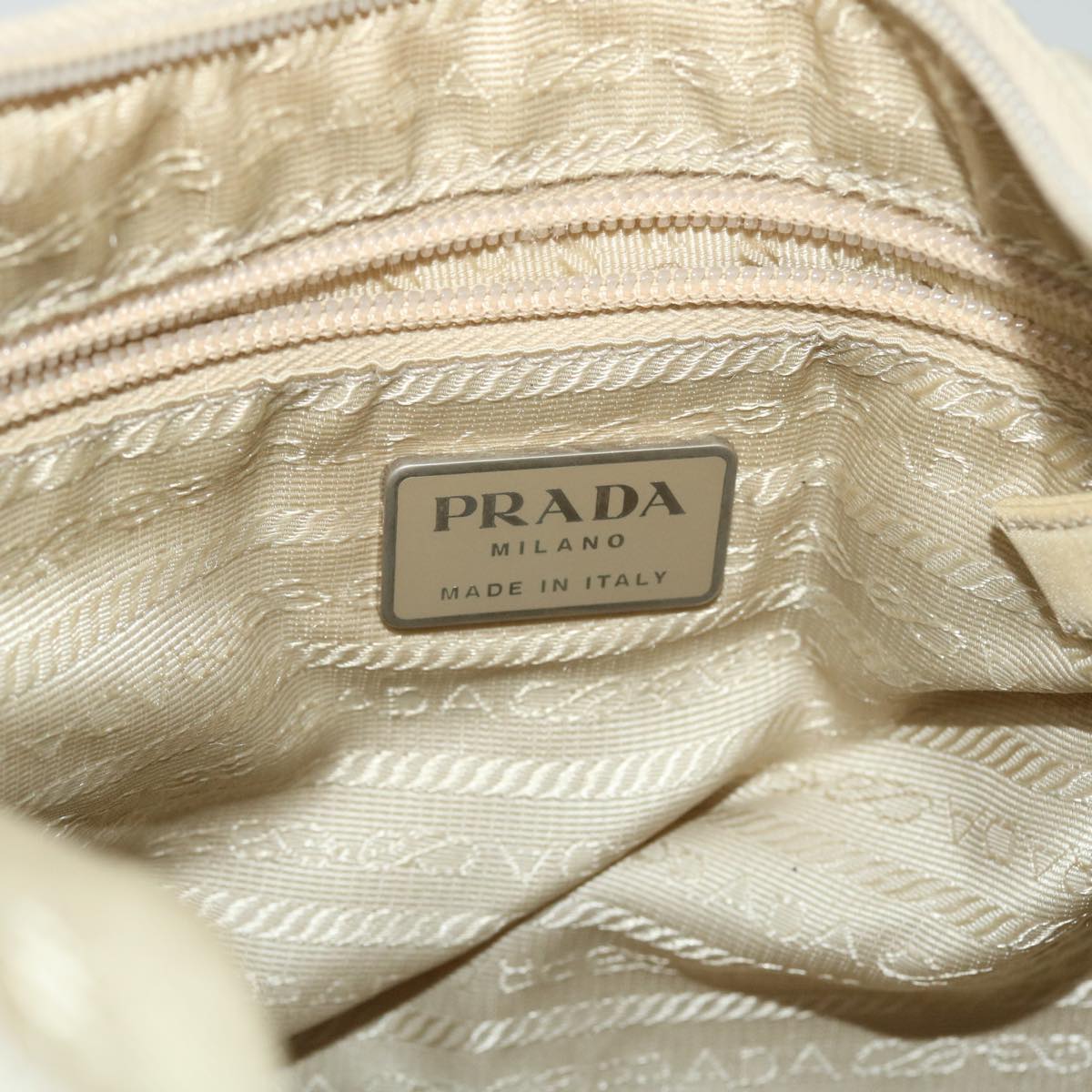 PRADA Shoulder Bag Nylon Beige Auth 53697