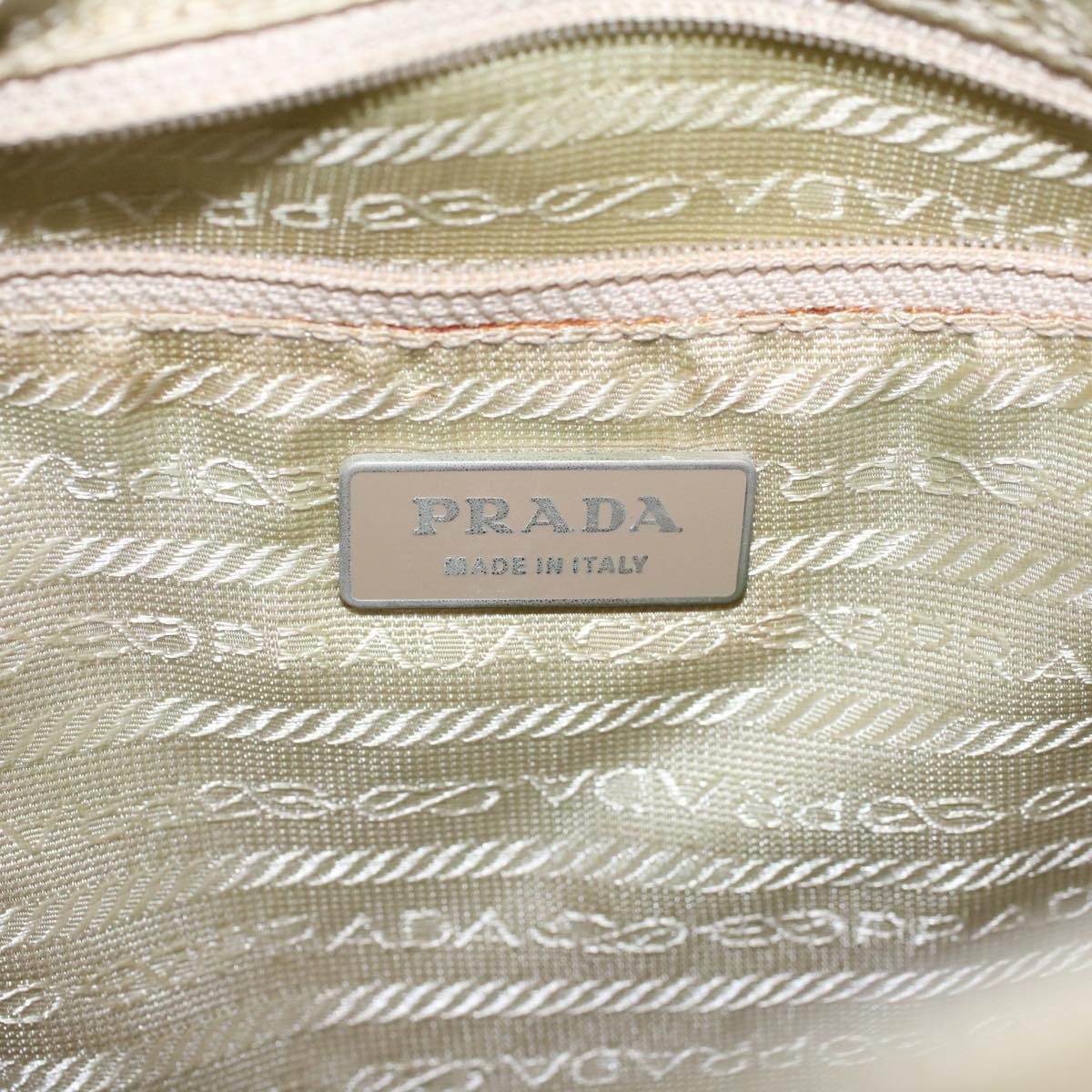 PRADA Shoulder Bag Nylon Leather Cream Auth 53700