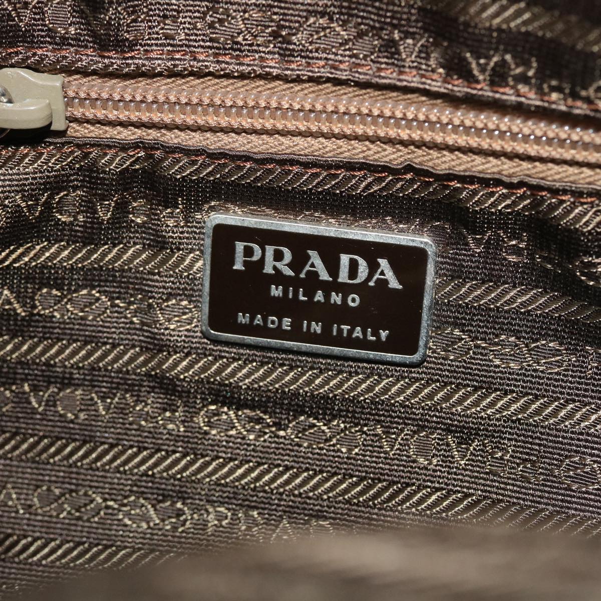 PRADA Hand Bag Nylon Khaki Auth 53706