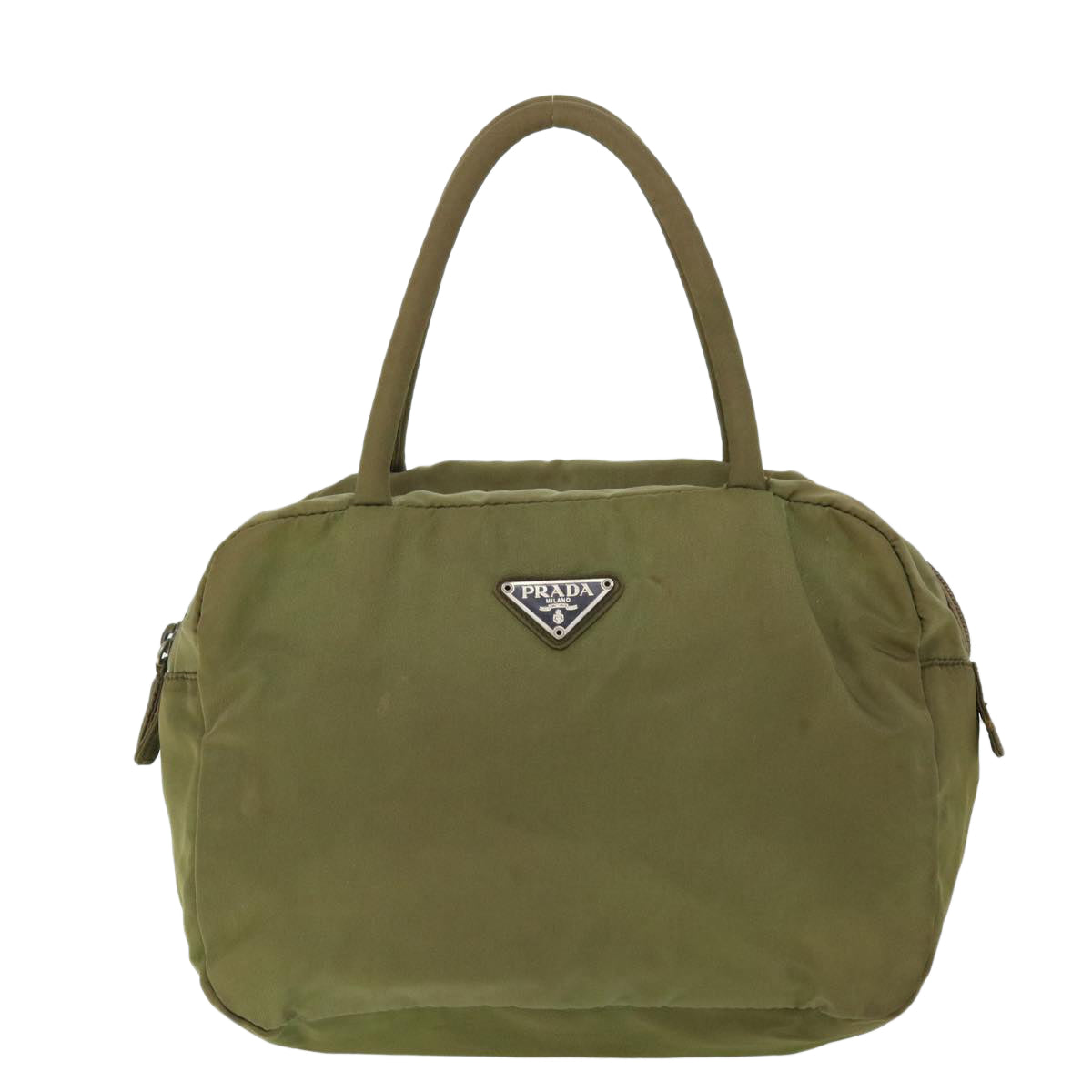 PRADA Hand Bag Nylon Khaki Auth 53706