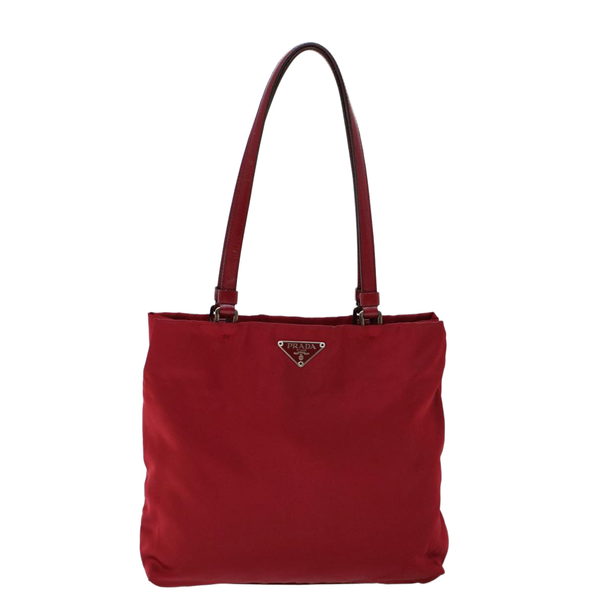 PRADA Tote Bag Nylon Leather Red Auth 53709