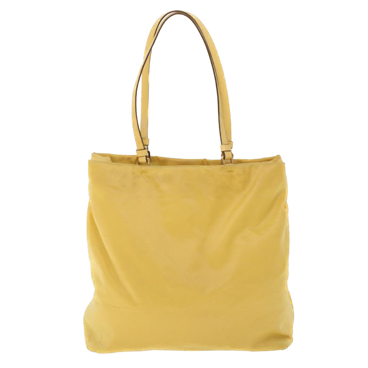 PRADA Tote Bag Nylon Leather Yellow Auth 53710