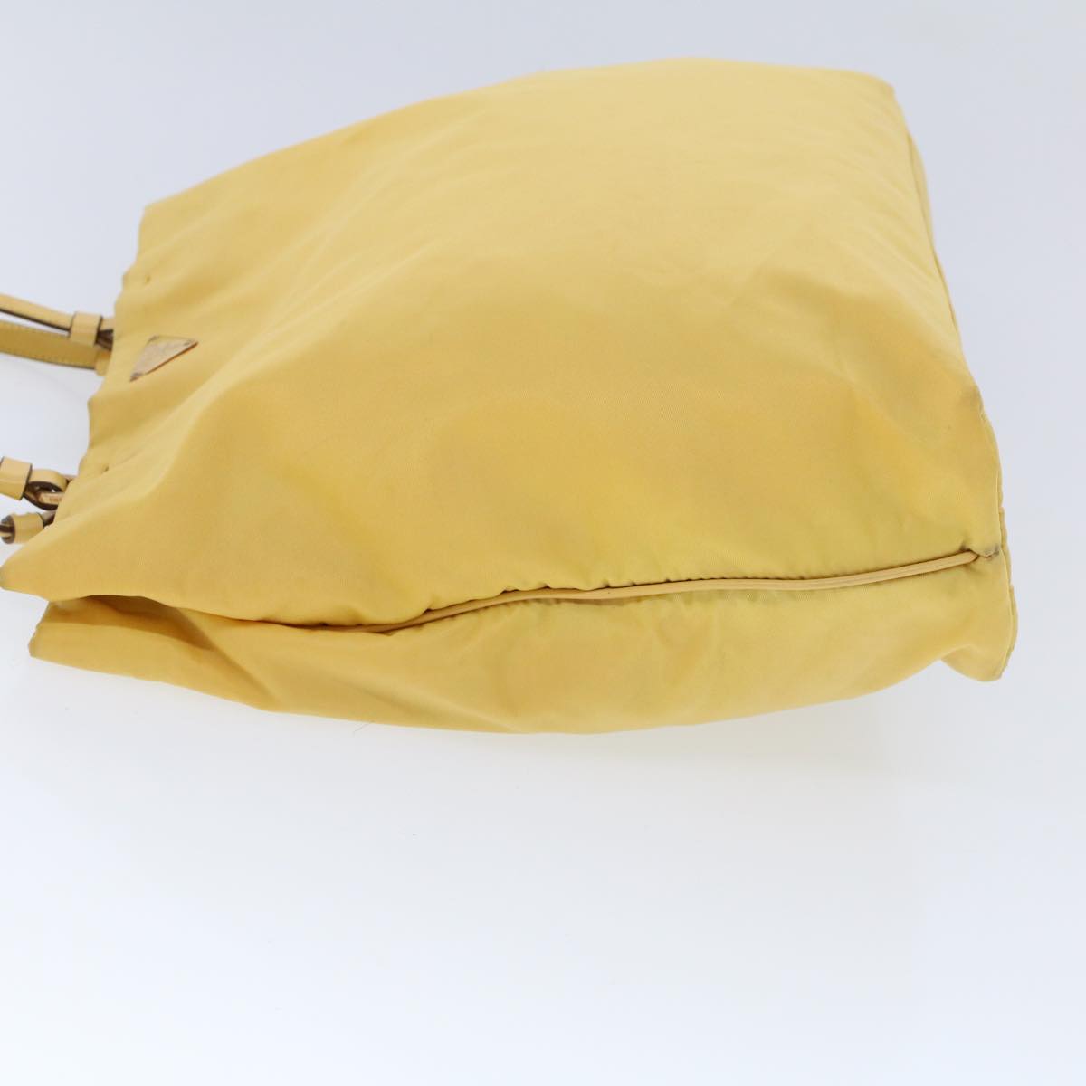 PRADA Tote Bag Nylon Leather Yellow Auth 53710