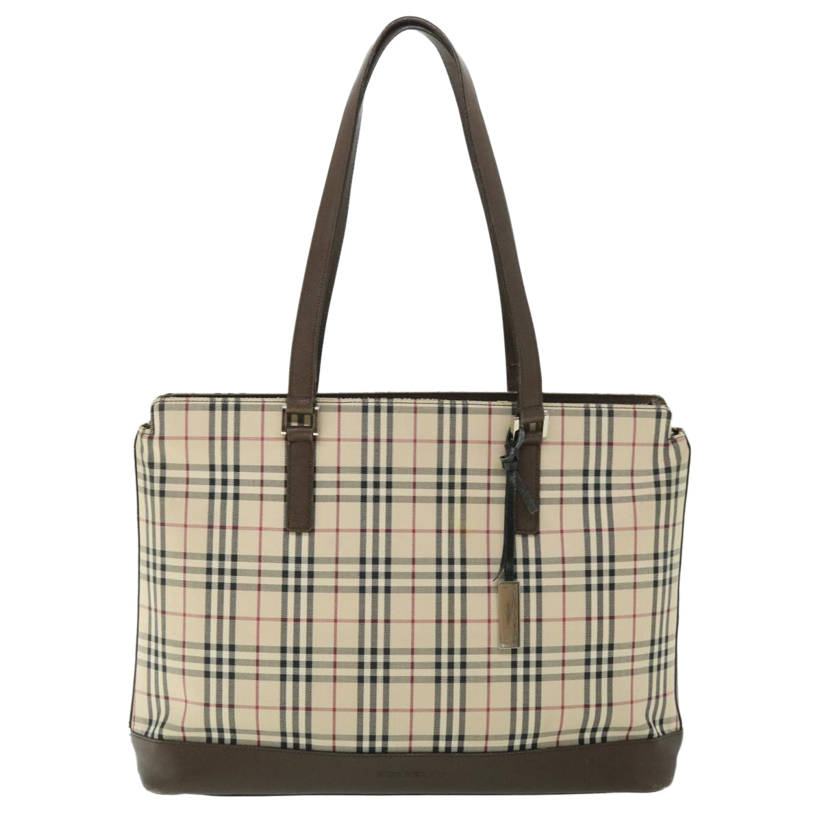 BURBERRY Nova Check Tote Bag Canvas Leather Beige Brown Auth 53722