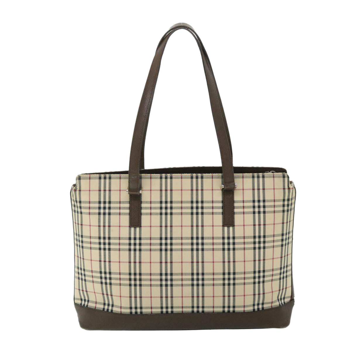 BURBERRY Nova Check Tote Bag Canvas Leather Beige Brown Auth 53722