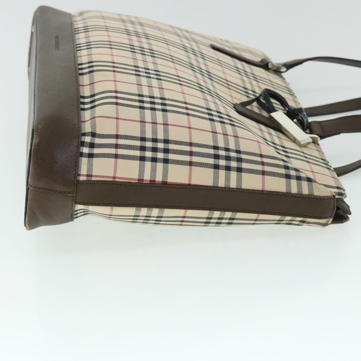 BURBERRY Nova Check Tote Bag Canvas Leather Beige Brown Auth 53722