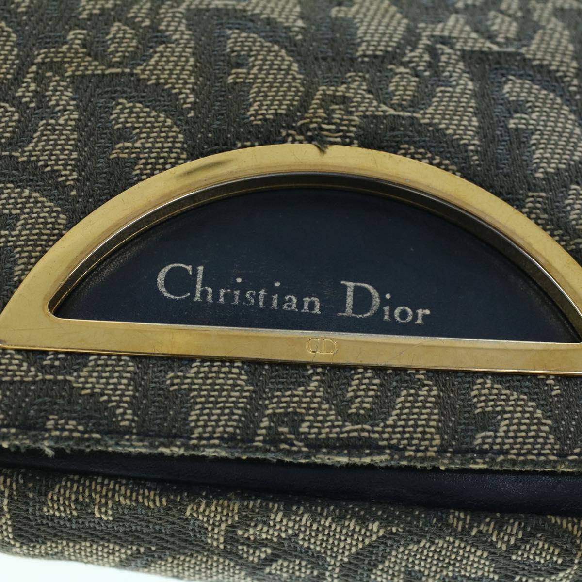 Christian Dior Trotter Canvas Maris Pearl Shoulder Bag Navy Auth 53747