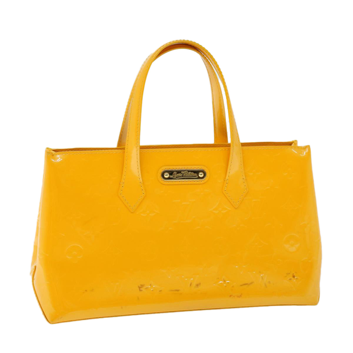 LOUIS VUITTON Monogram Vernis Wilshire PM Bag Jaune Passion M91725 LV Auth 53820