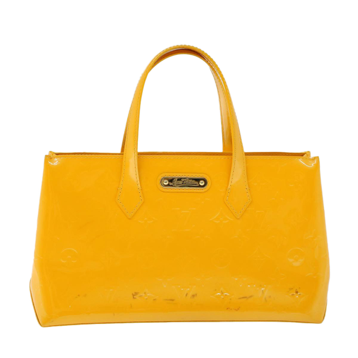 LOUIS VUITTON Monogram Vernis Wilshire PM Bag Jaune Passion M91725 LV Auth 53820