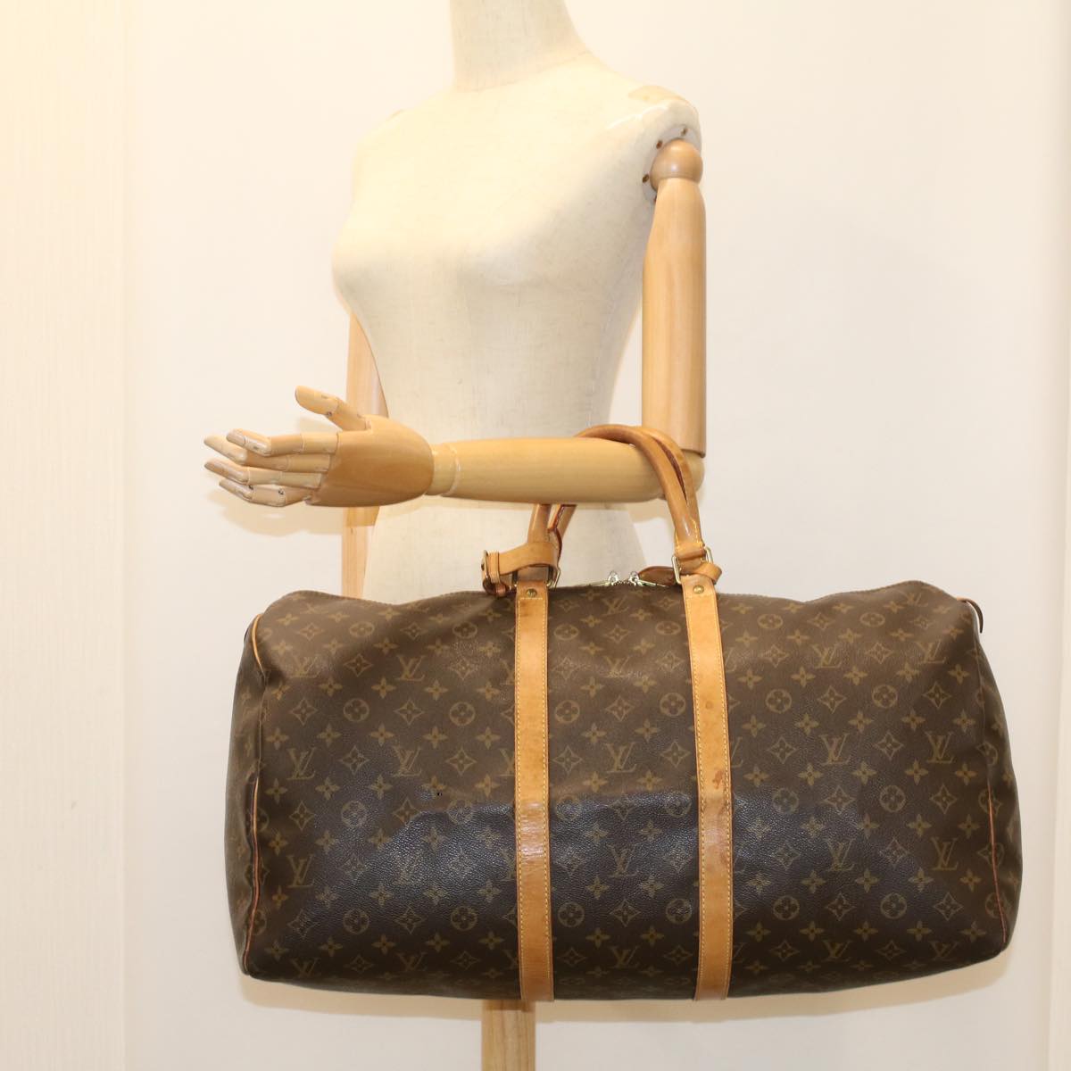 LOUIS VUITTON Monogram Keepall 55 Boston Bag M41424 LV Auth 53849