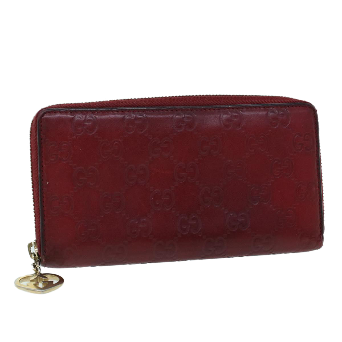 GUCCI GG Canvas Guccissima Long Wallet Wine Red 282477 Auth 54060