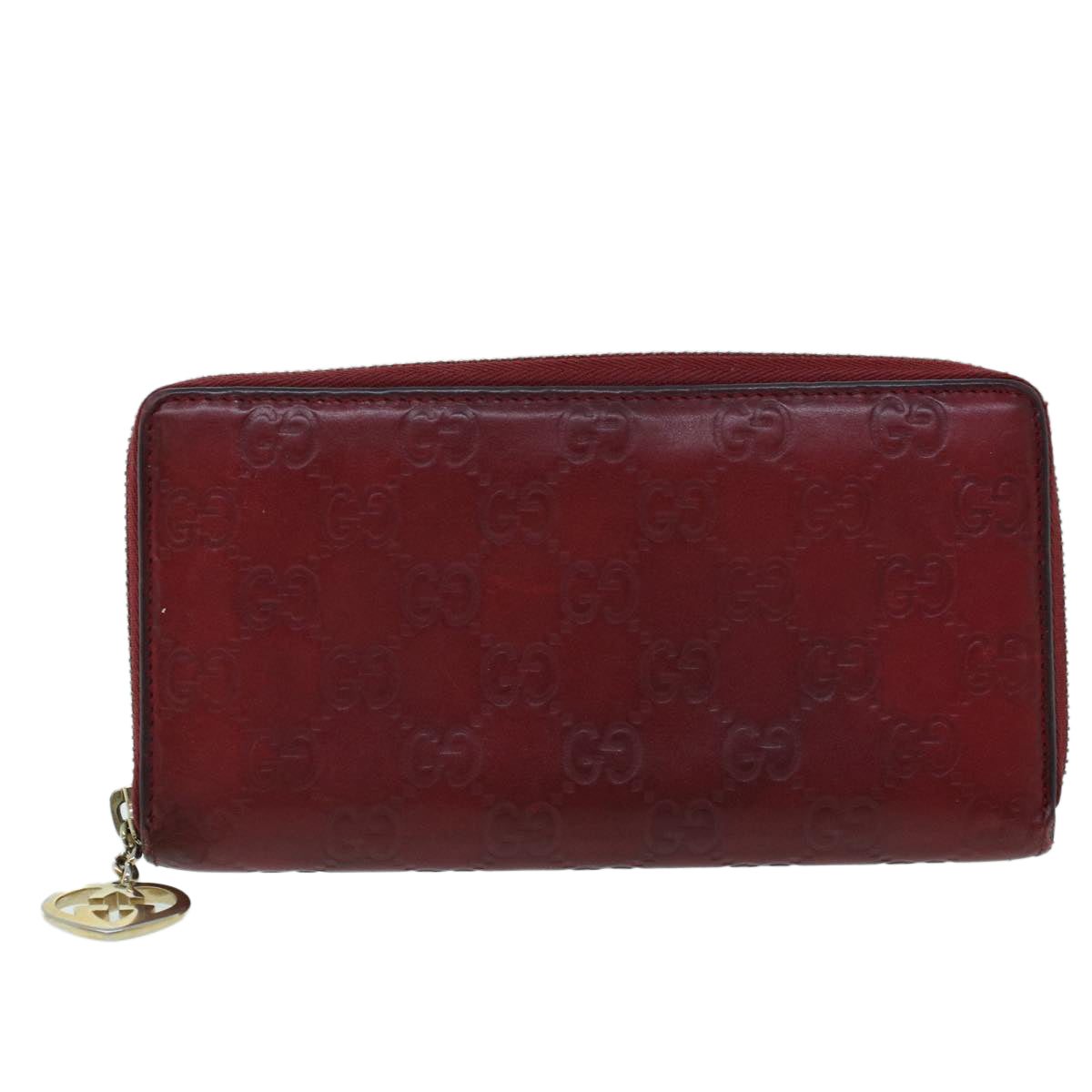 GUCCI GG Canvas Guccissima Long Wallet Wine Red 282477 Auth 54060