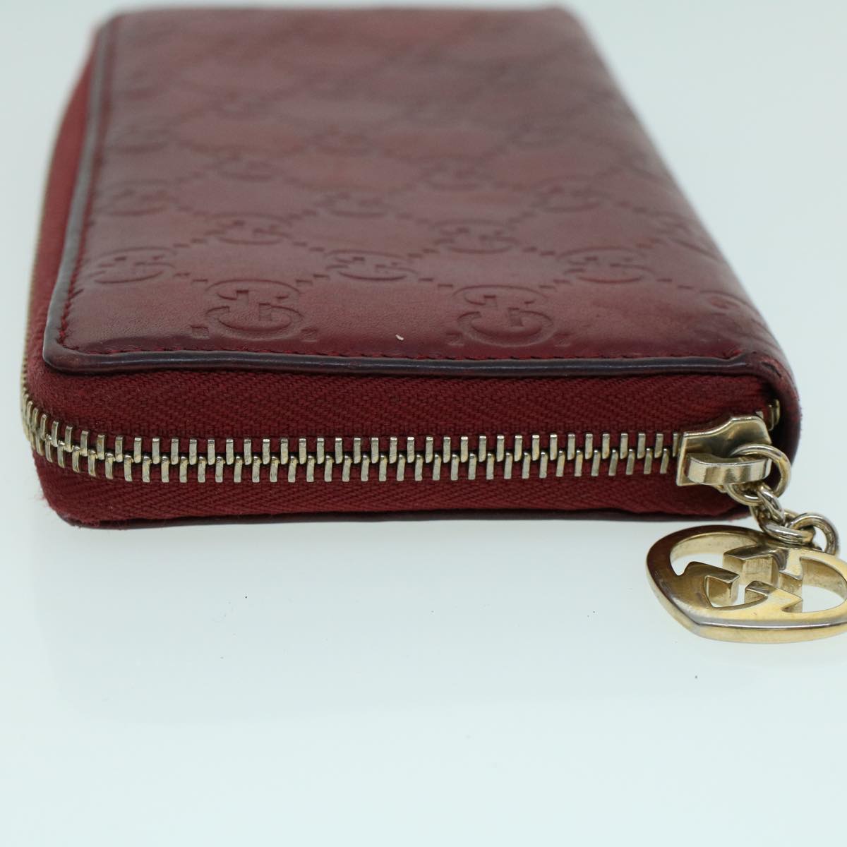 GUCCI GG Canvas Guccissima Long Wallet Wine Red 282477 Auth 54060