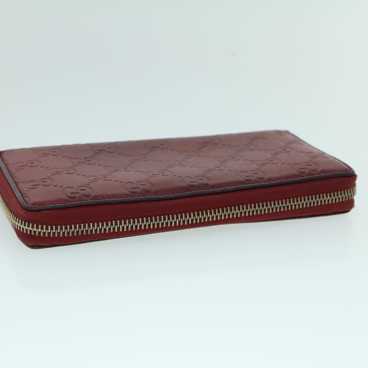 GUCCI GG Canvas Guccissima Long Wallet Wine Red 282477 Auth 54060