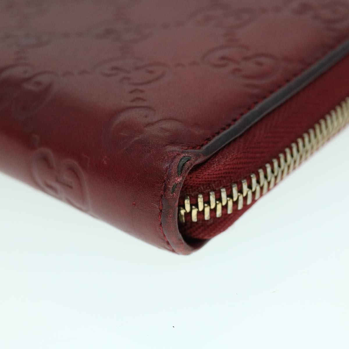 GUCCI GG Canvas Guccissima Long Wallet Wine Red 282477 Auth 54060