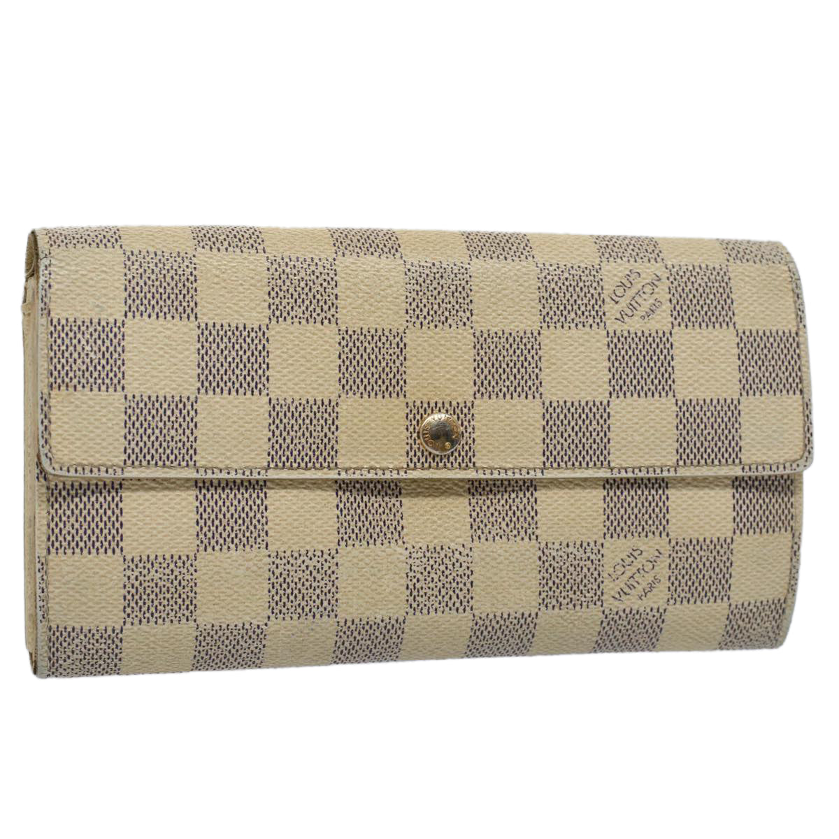 LOUIS VUITTON Damier Azur Portefeuille Sarah Long Wallet N63208 LV Auth 54089