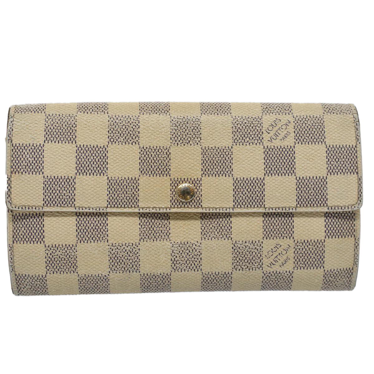 LOUIS VUITTON Damier Azur Portefeuille Sarah Long Wallet N63208 LV Auth 54089