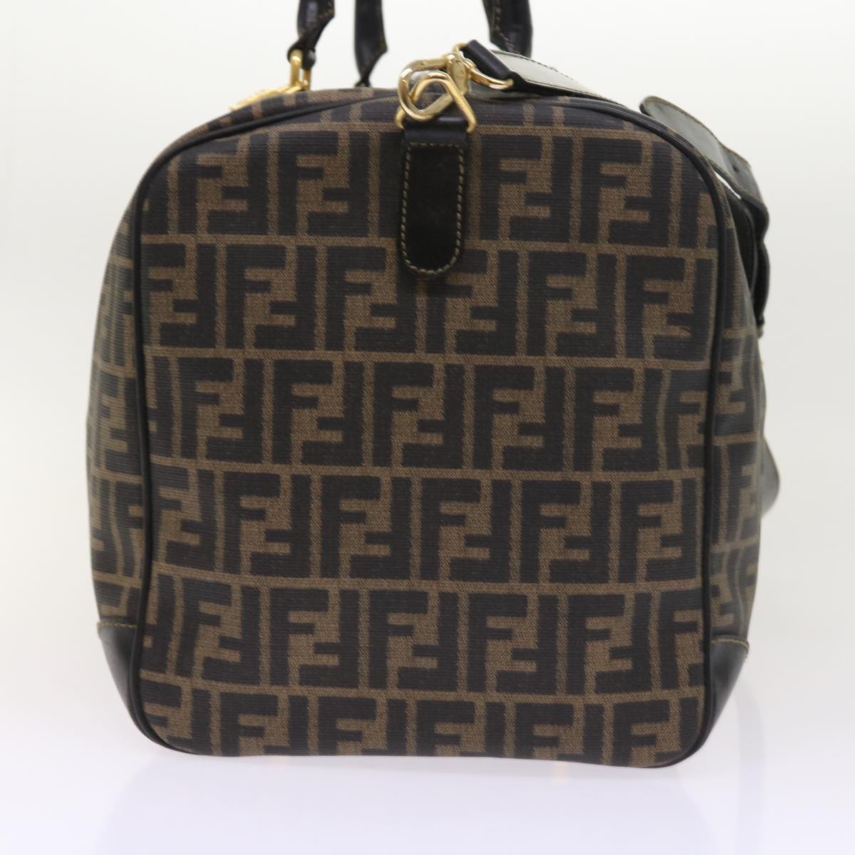 FENDI Zucca Canvas Boston Bag 2way Black Brown Auth 54154