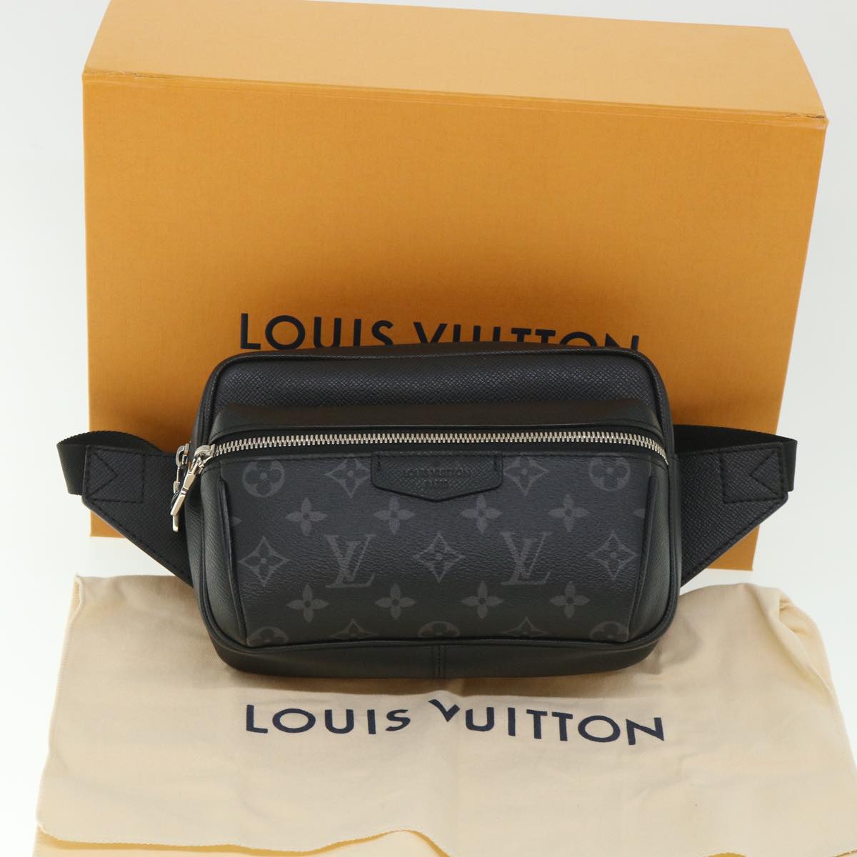 LOUIS VUITTON Taigalama Monogram Eclipse Bum Bag Outdoor Bag M30245 Auth 54190A