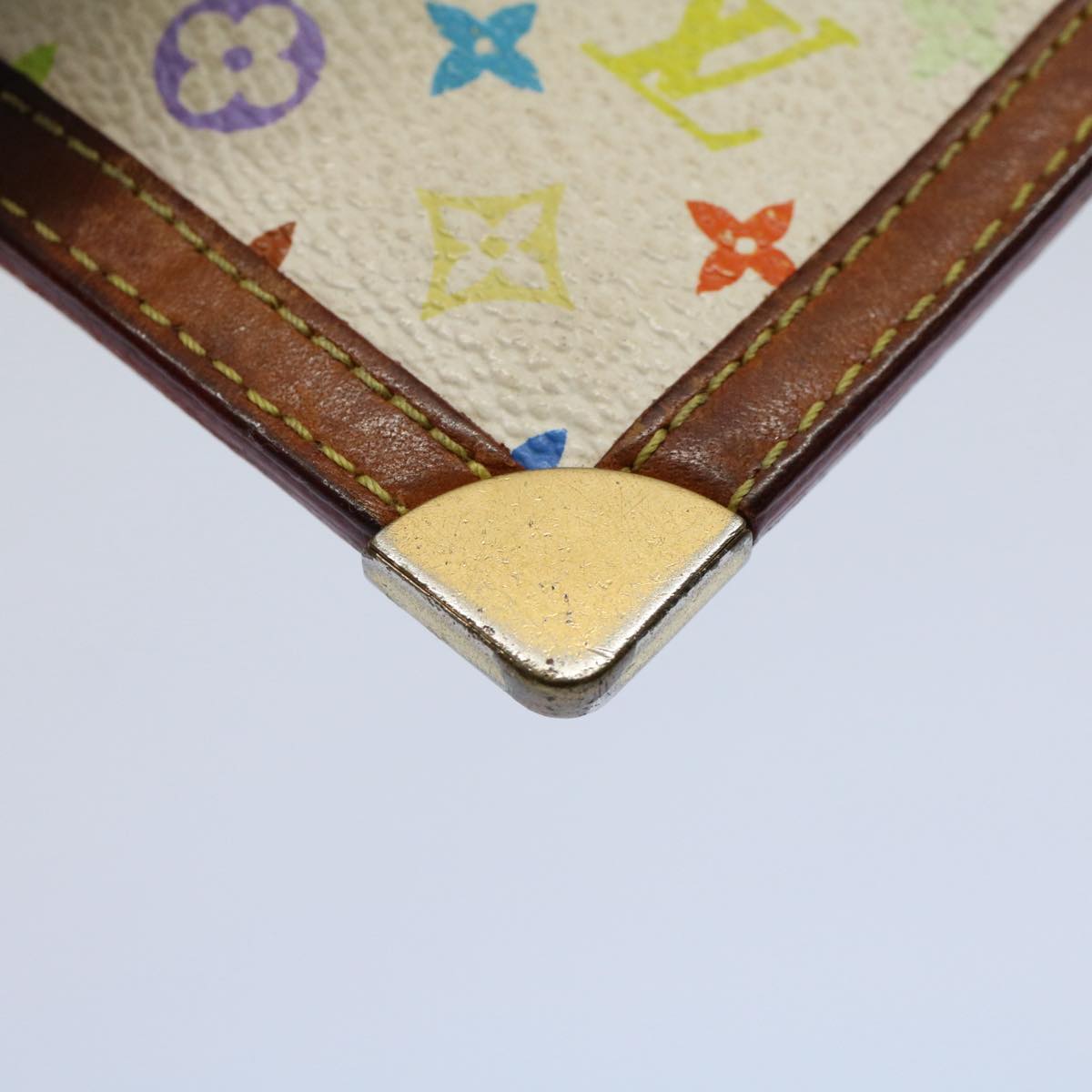 LOUIS VUITTON Monogram Multicolor Pochette Cles Purse White M92655 Auth 54221