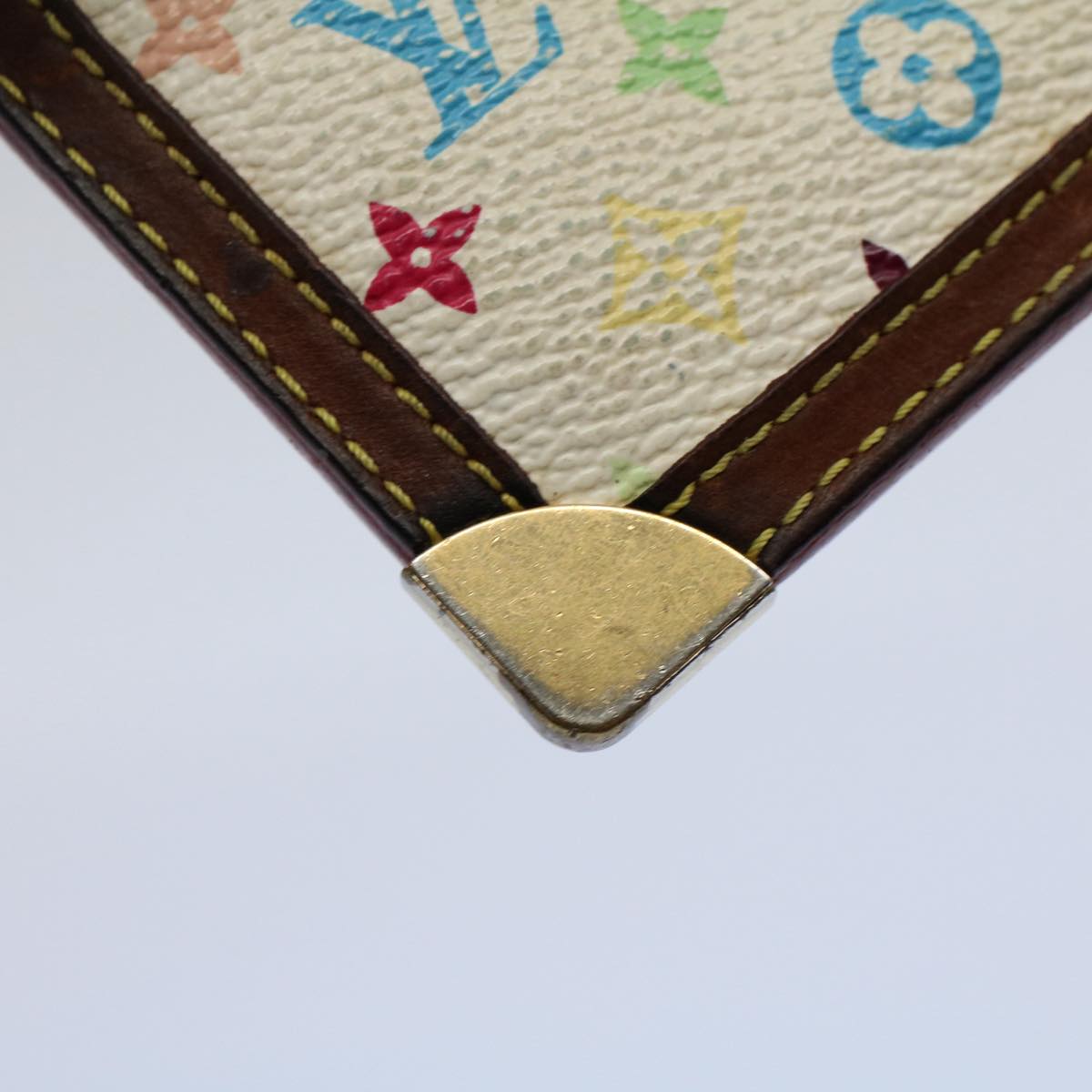 LOUIS VUITTON Monogram Multicolor Pochette Cles Purse White M92655 Auth 54221