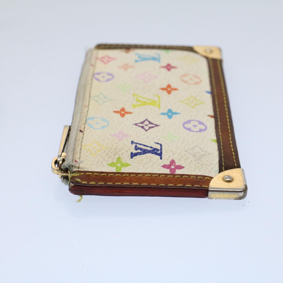 LOUIS VUITTON Monogram Multicolor Pochette Cles Purse White M92655 Auth 54221