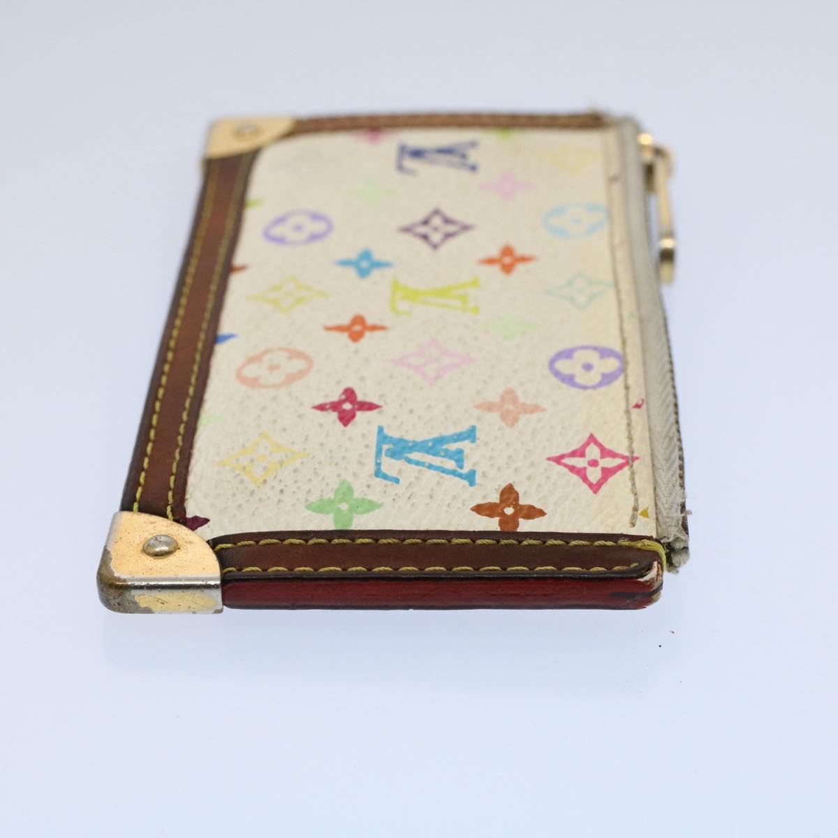 LOUIS VUITTON Monogram Multicolor Pochette Cles Purse White M92655 Auth 54221