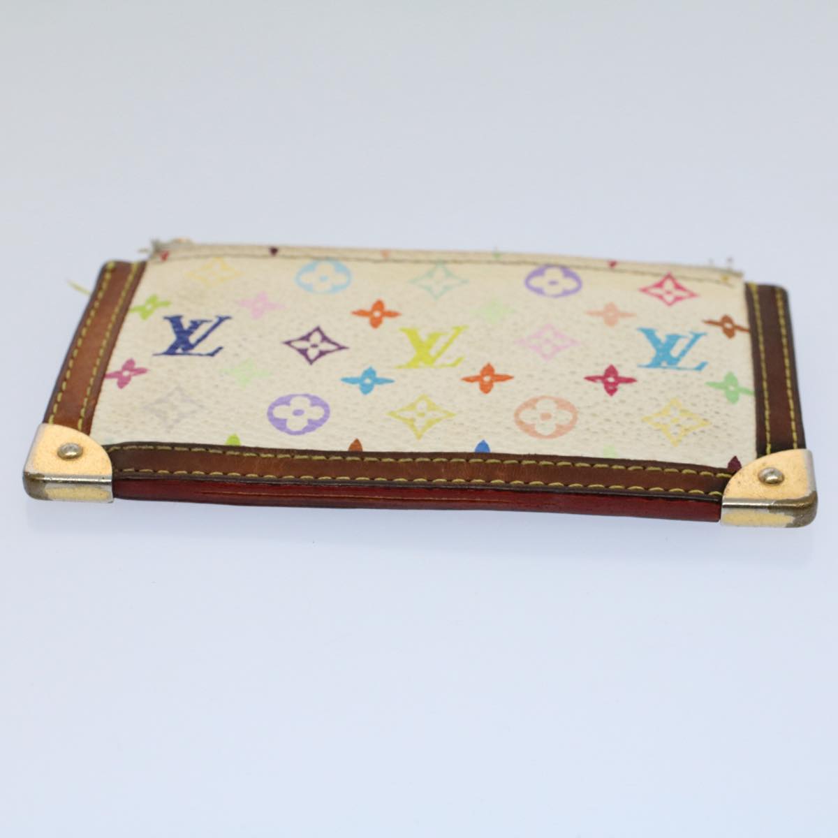 LOUIS VUITTON Monogram Multicolor Pochette Cles Purse White M92655 Auth 54221