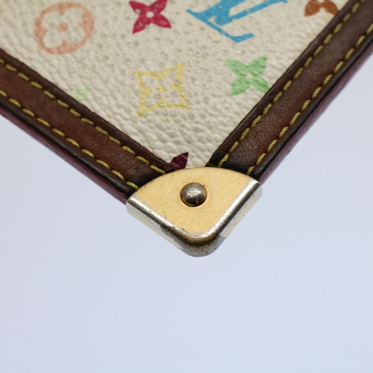 LOUIS VUITTON Monogram Multicolor Pochette Cles Purse White M92655 Auth 54221