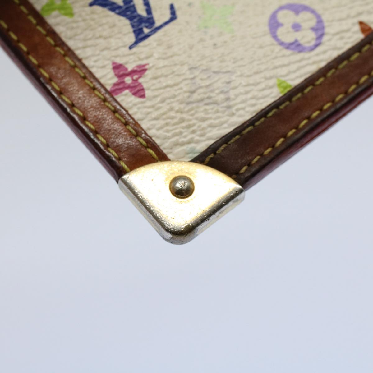 LOUIS VUITTON Monogram Multicolor Pochette Cles Purse White M92655 Auth 54221