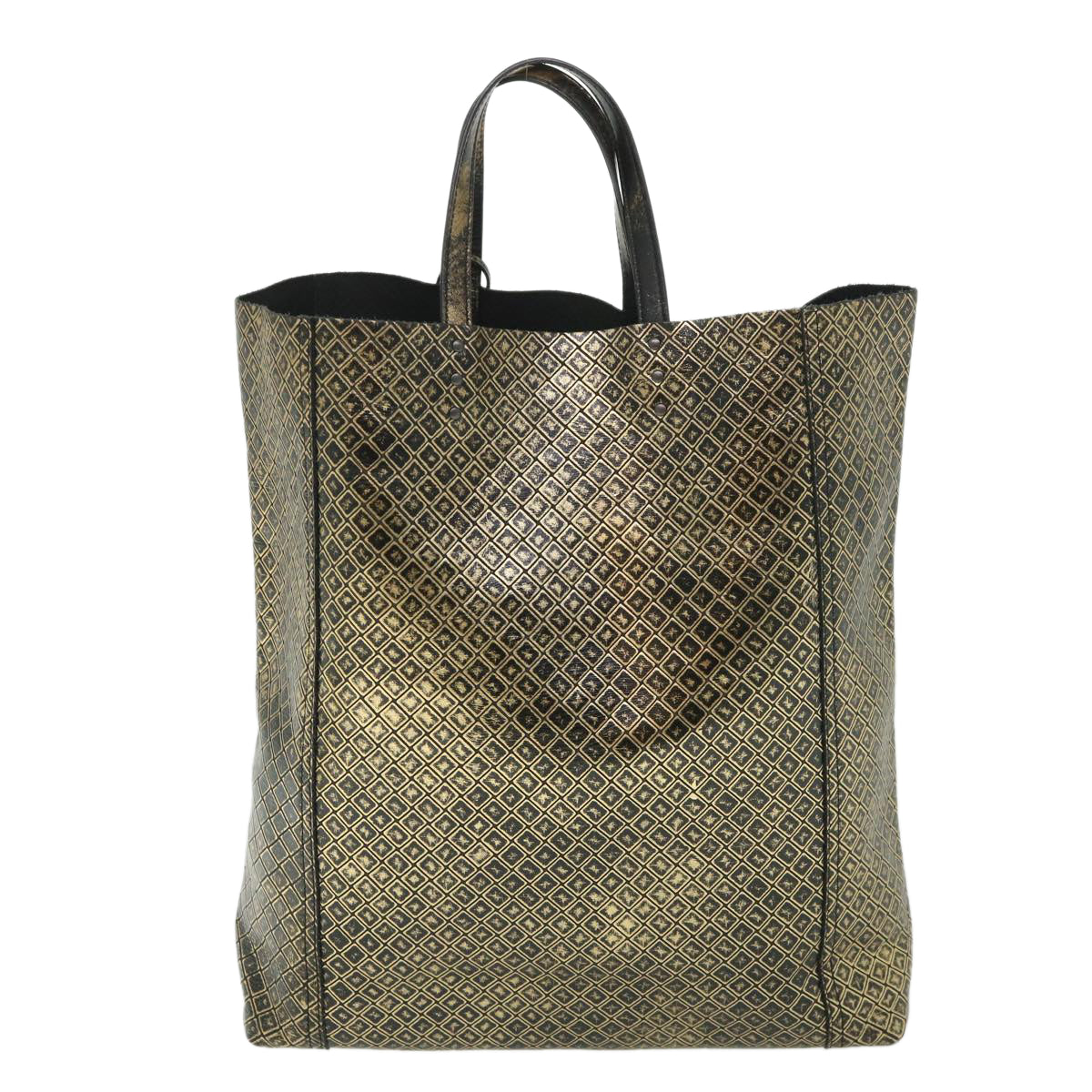 BOTTEGAVENETA Hand Bag Leather Gold Auth 54377