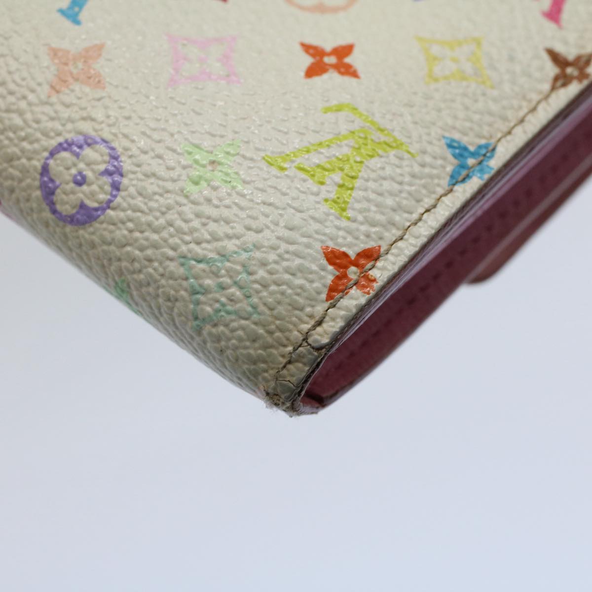 LOUIS VUITTON Multicolor Portefeuille Sarah Long Wallet White M93532 Auth 54392