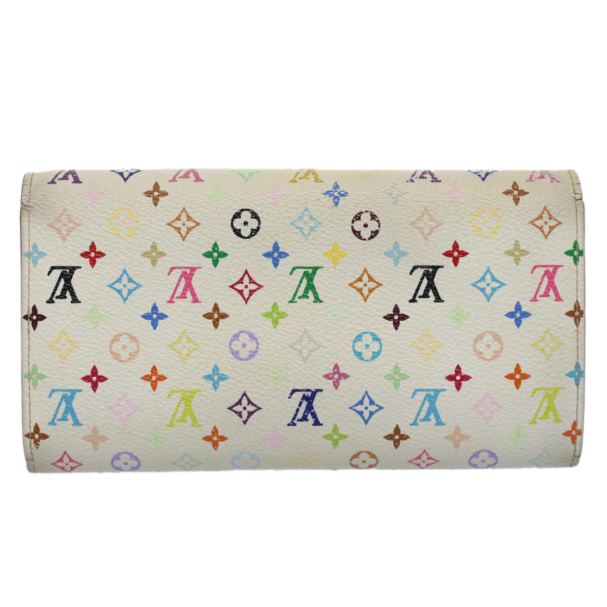 LOUIS VUITTON Multicolor Portefeuille Sarah Long Wallet White M93532 Auth 54392