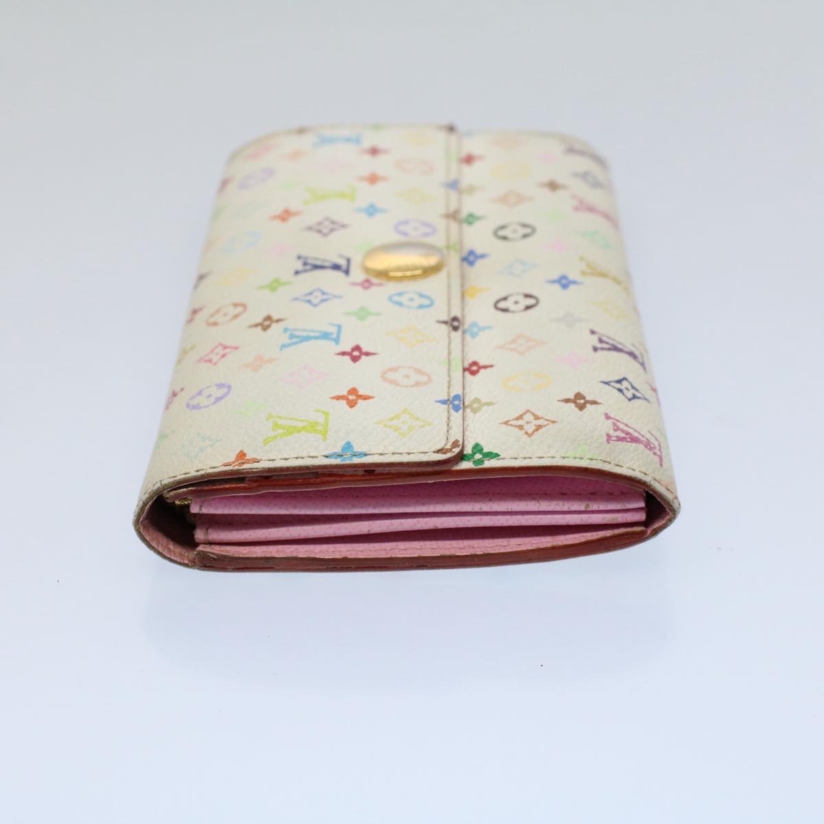 LOUIS VUITTON Multicolor Portefeuille Sarah Long Wallet White M93532 Auth 54392