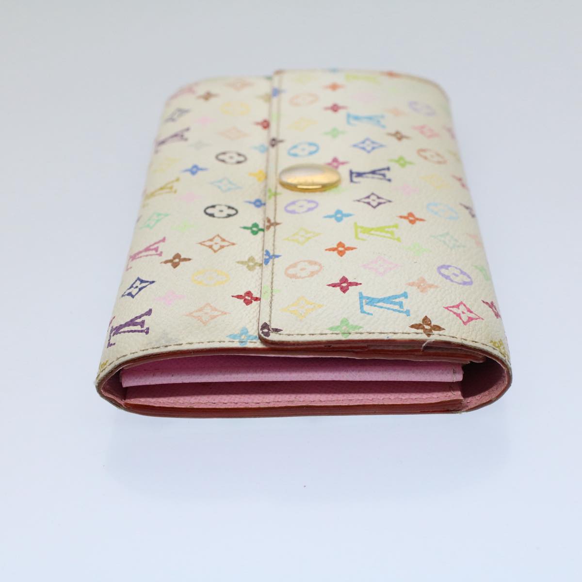 LOUIS VUITTON Multicolor Portefeuille Sarah Long Wallet White M93532 Auth 54392