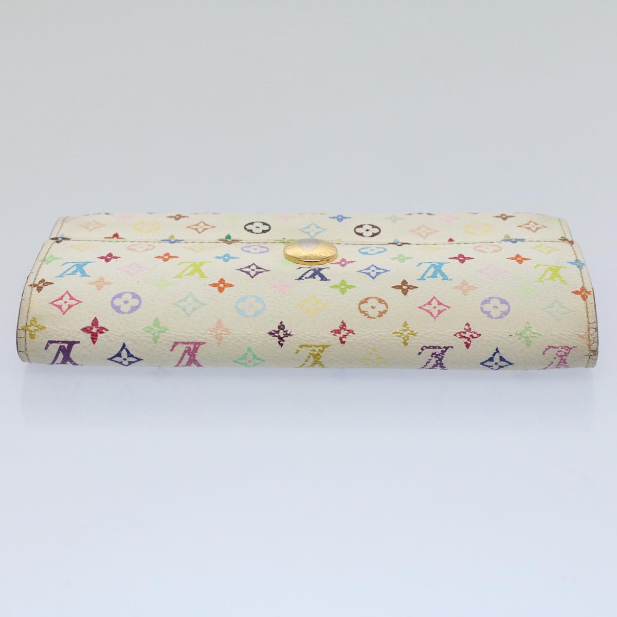 LOUIS VUITTON Multicolor Portefeuille Sarah Long Wallet White M93532 Auth 54392