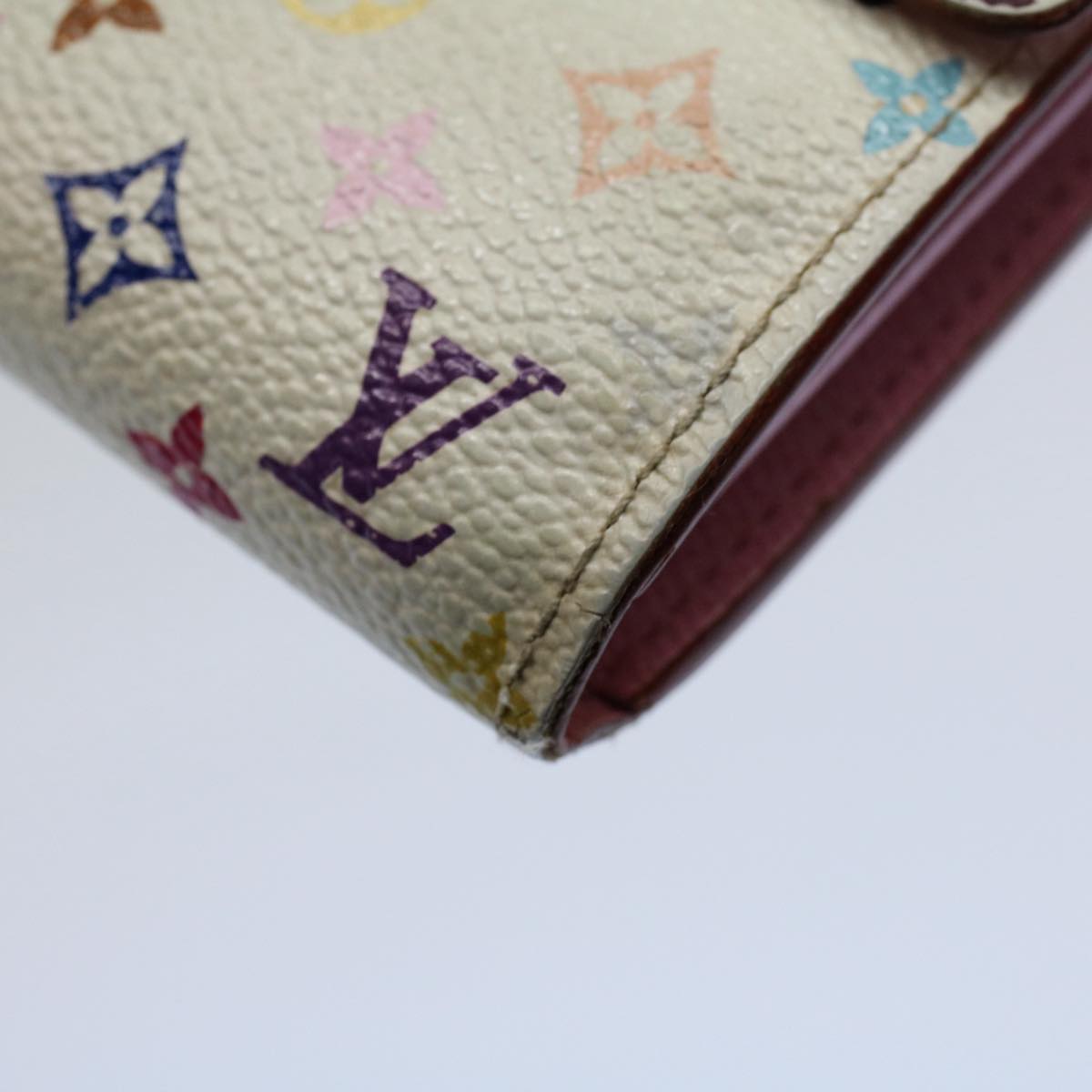 LOUIS VUITTON Multicolor Portefeuille Sarah Long Wallet White M93532 Auth 54392