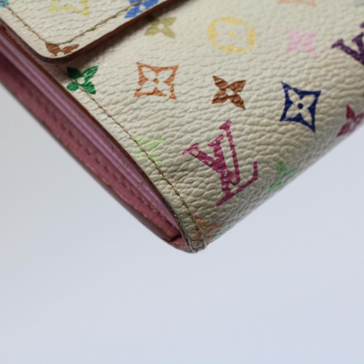 LOUIS VUITTON Multicolor Portefeuille Sarah Long Wallet White M93532 Auth 54392