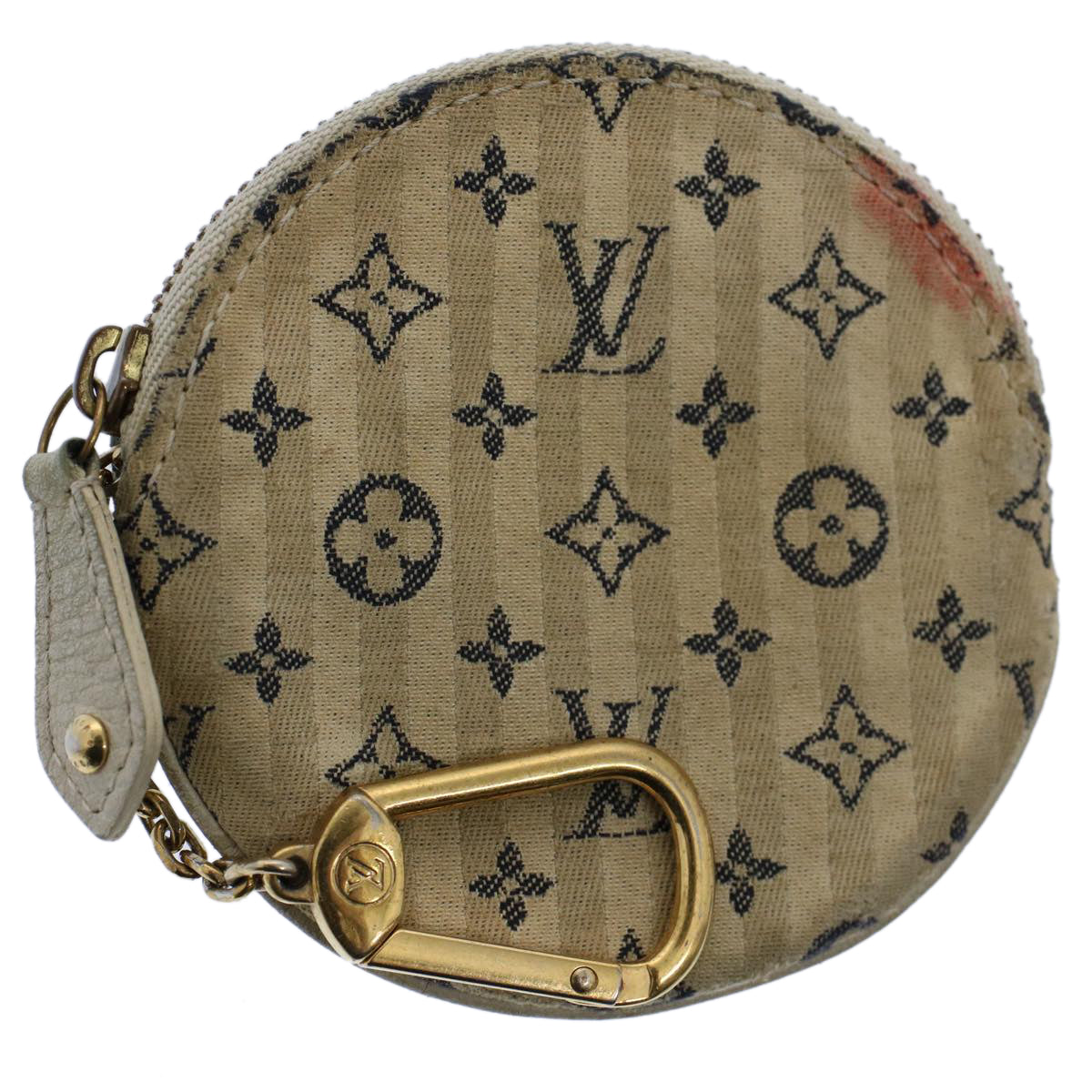 LOUIS VUITTON Mini Lin Croisette Porte Monnaie Round Blue M95498 LV Auth 54425