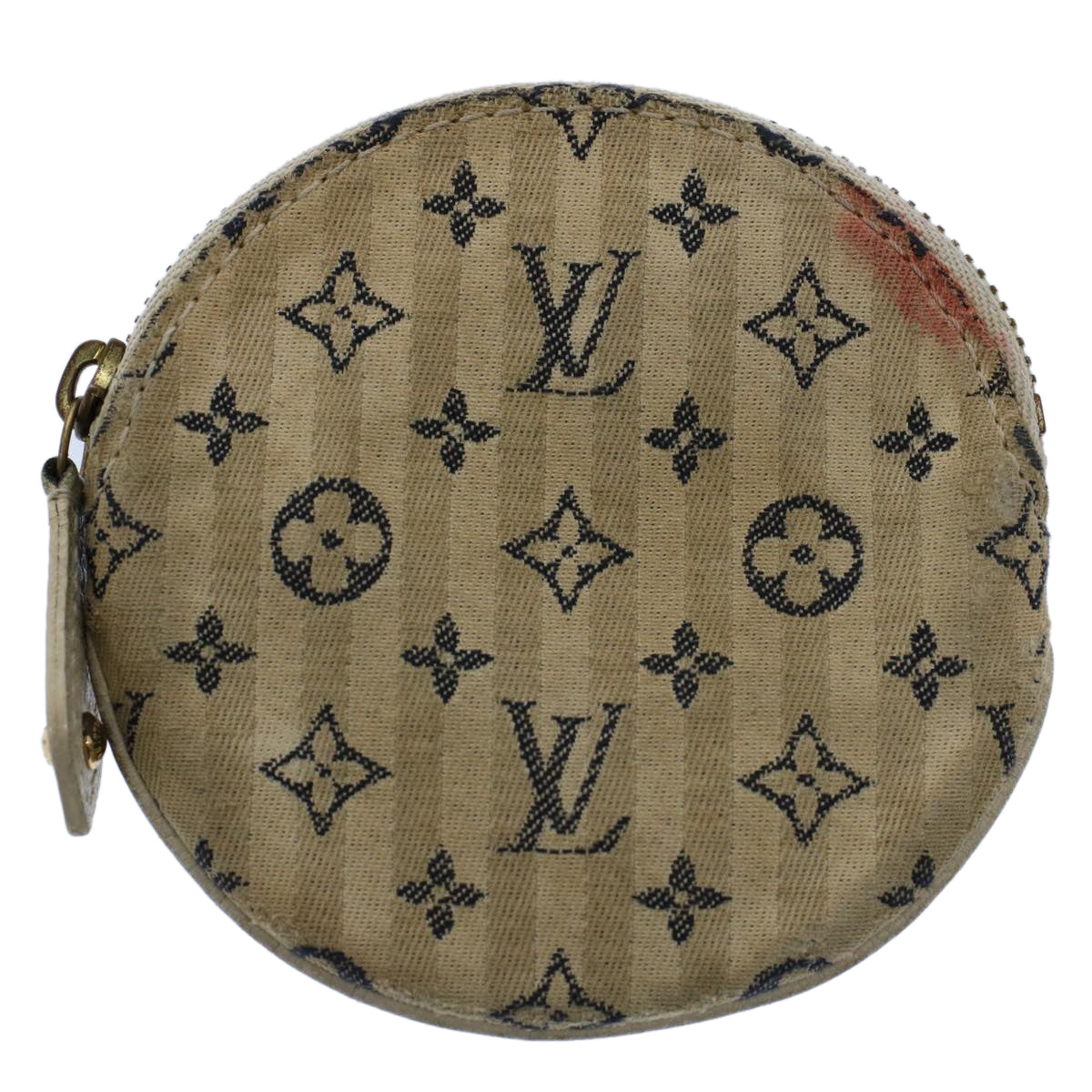 LOUIS VUITTON Mini Lin Croisette Porte Monnaie Round Blue M95498 LV Auth 54425