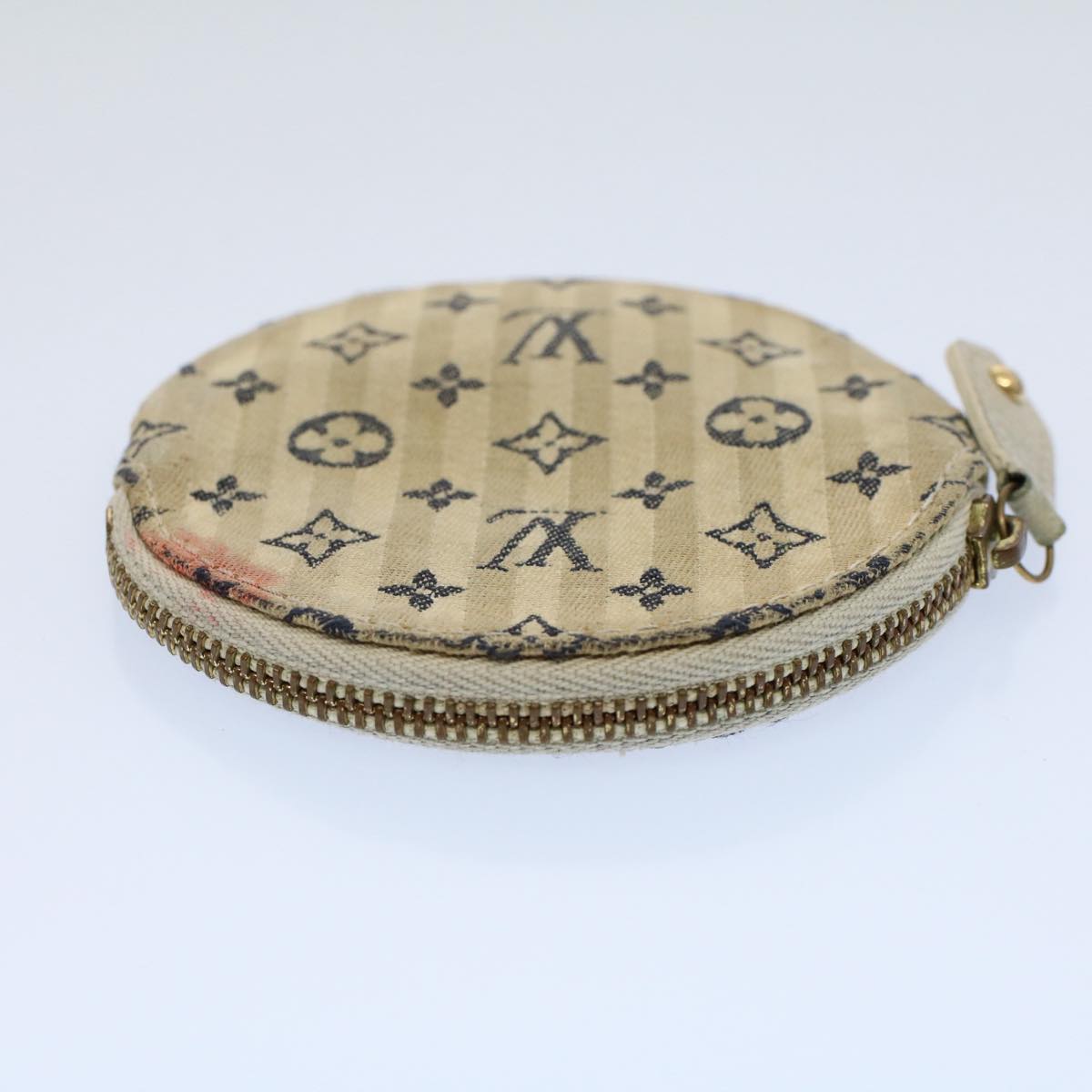 LOUIS VUITTON Mini Lin Croisette Porte Monnaie Round Blue M95498 LV Auth 54425