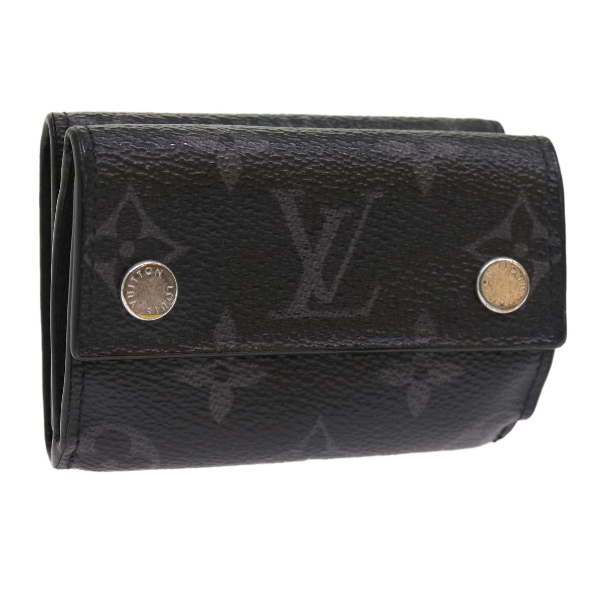 LOUIS VUITTON Monogram Eclipse Discovery Compact Wallet M67630 LV Auth 54538