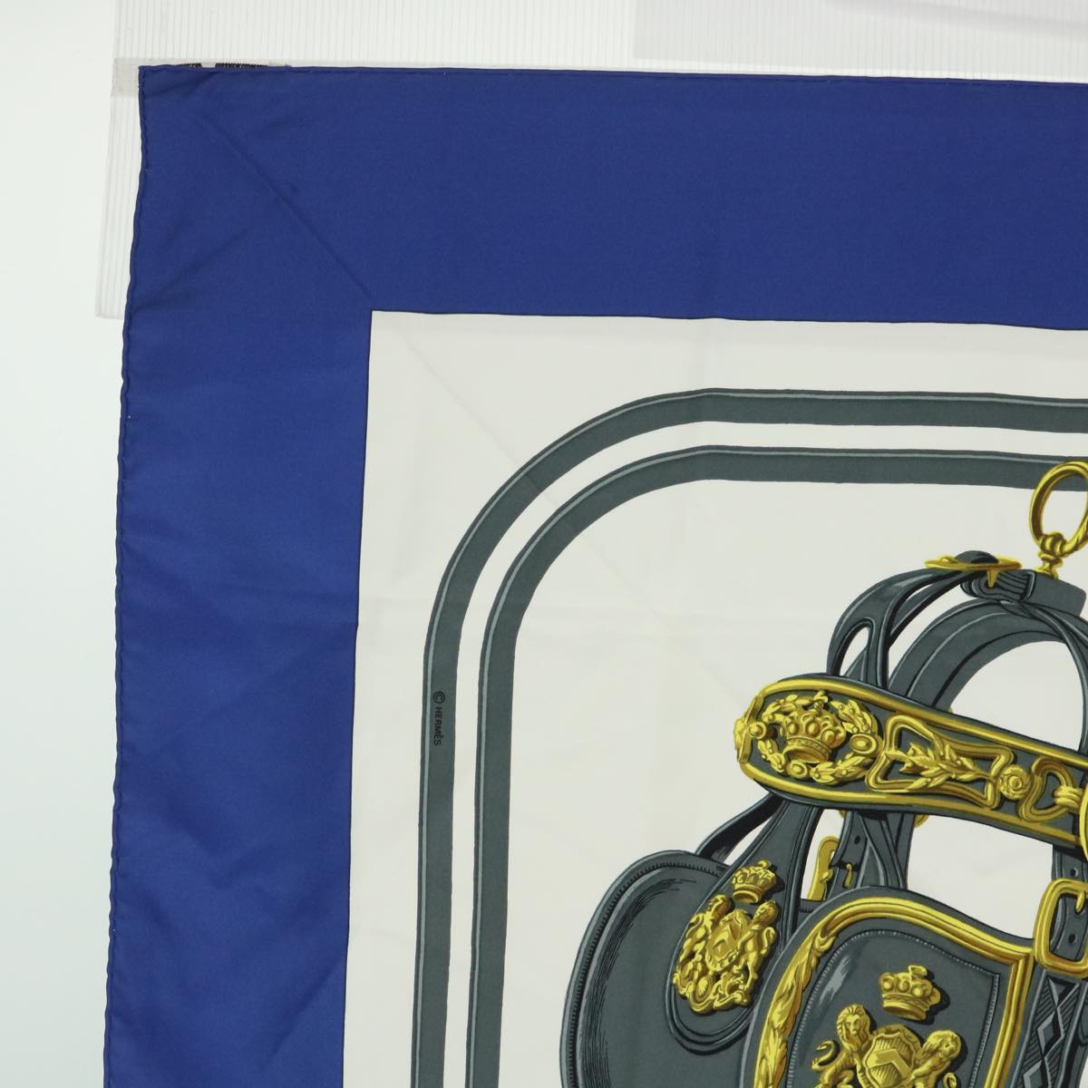 HERMES Carre 90 BRIDES de GALA Scarf Silk Blue White Auth 54719