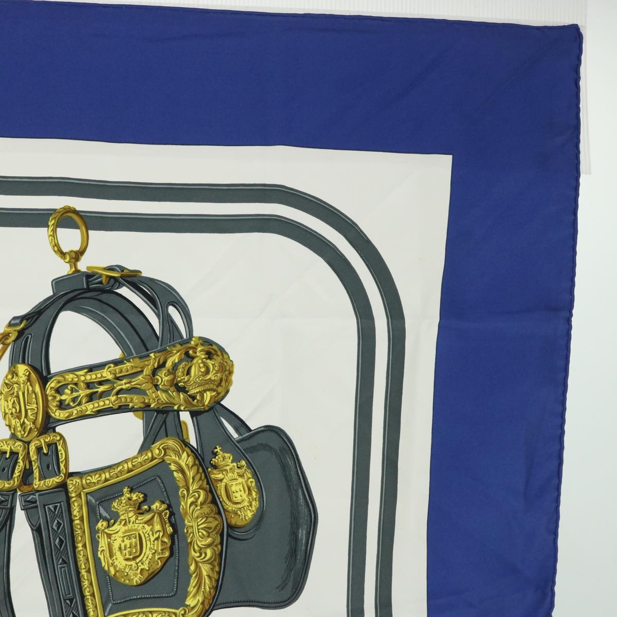 HERMES Carre 90 BRIDES de GALA Scarf Silk Blue White Auth 54719