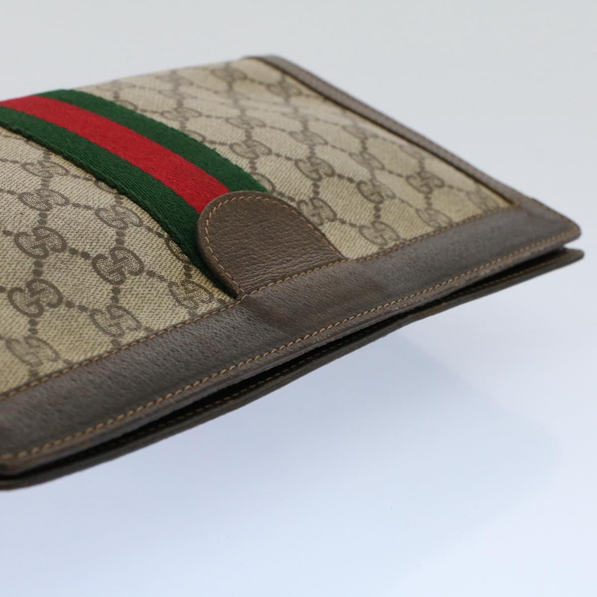 GUCCI GG Canvas Web Sherry Line Clutch Bag Beige Red 41 011 2125 28 Auth 54724