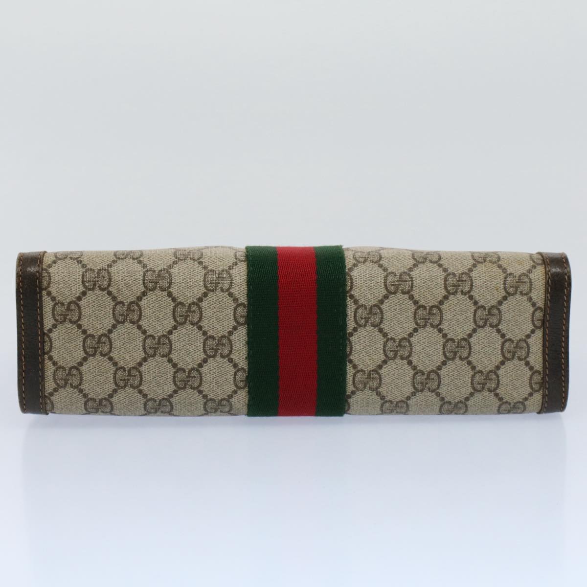 GUCCI GG Canvas Web Sherry Line Clutch Bag Beige Red 41 011 2125 28 Auth 54724