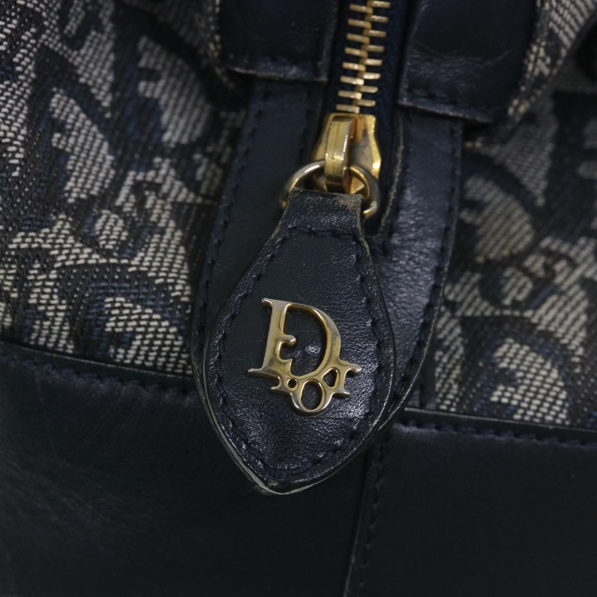 Christian Dior Trotter Canvas Boston Bag Navy Auth 54735