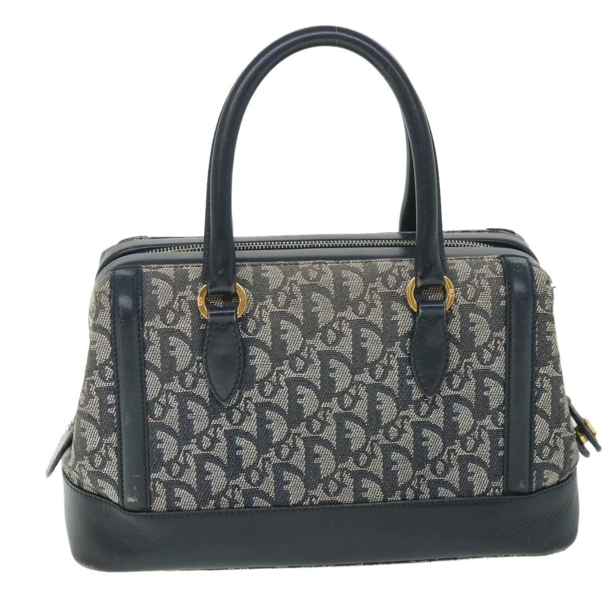 Christian Dior Trotter Canvas Boston Bag Navy Auth 54735