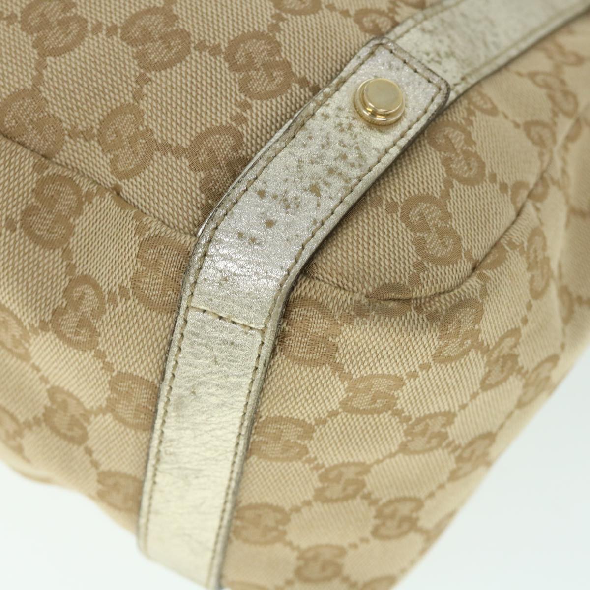 GUCCI GG Canvas Shoulder Bag Beige Gold 130736 Auth 54760